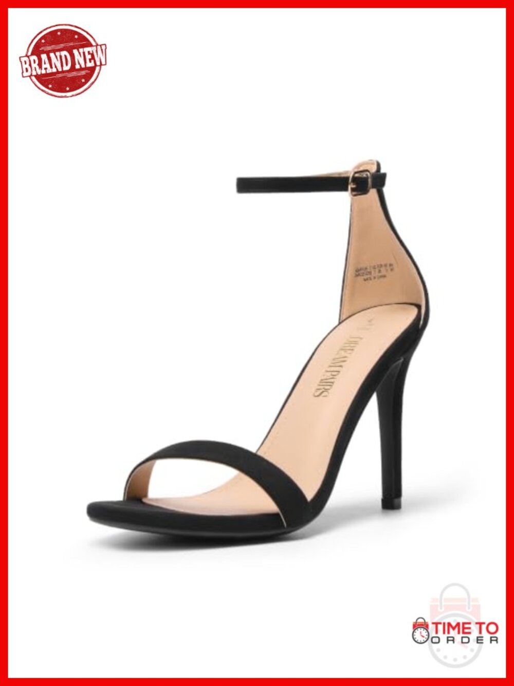Faux Suede Stiletto Heeled Sandals with Floral Appliqué Ankle Strap